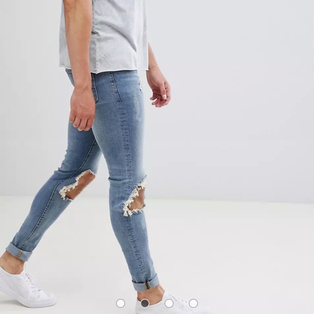 Hoxton Denim Jeans Muscle Fit Skinny Mens Size 30x32 Distressed